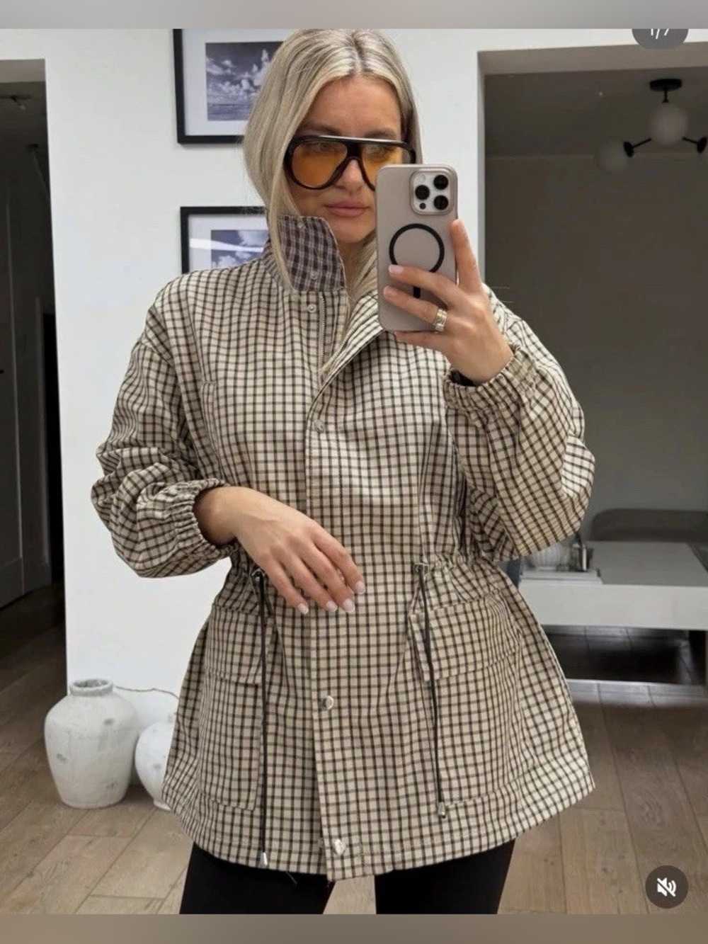 ZARA ✨VIRAL✨Check High-Neck Jacket - Picture 11 of 14